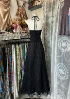 Black Lace V-Neckline A-Line Halter Party Dress, Black Charming Style Classy Prom Dress