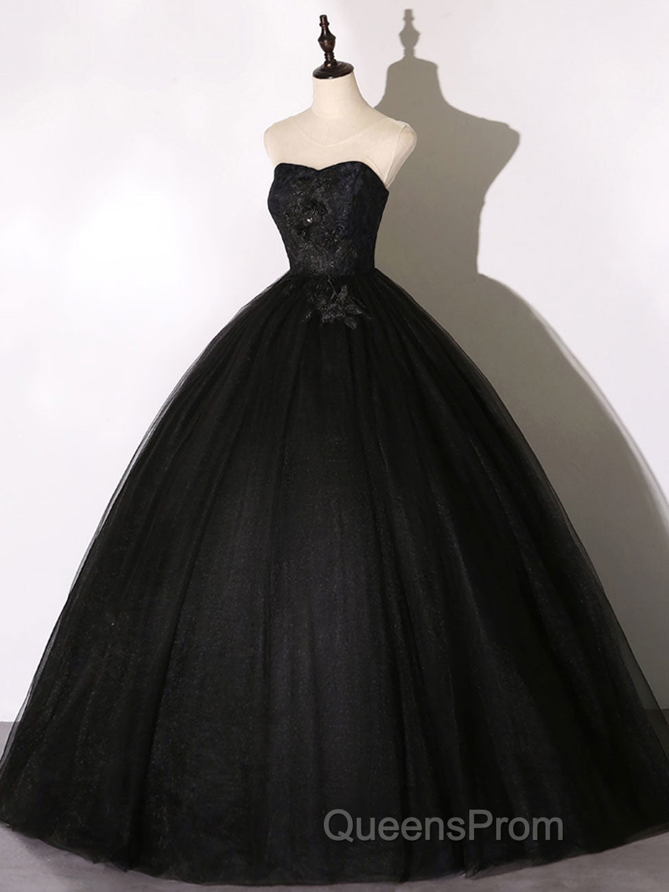 Black Long Evening Prom Dress, Black Lace Formal Evening Dress Secondary image