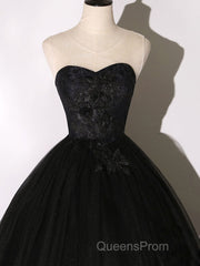 Black Long Evening Prom Dress, Black Lace Formal Evening Dress