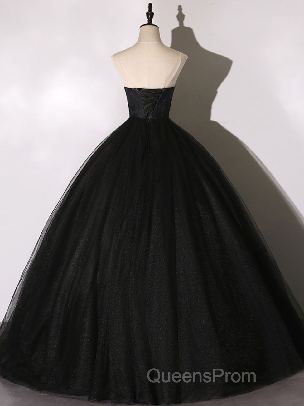 Black Long Evening Prom Dress, Black Lace Formal Evening Dress
