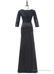 Black Mermaid 3/4 Sleeves Satin Mother Of The Bride Dresses