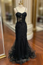 Black Mermaid Lace Long Evening Prom Dress, Black Lace Evening Dress