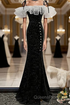 Black mermaid long Evening Prom Dress, black evening Dress