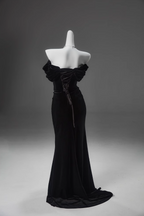 Black Mermaid Off-The-Shoulder Velvet Long Classy Prom Dress, Elegant Classy Evening Dress
