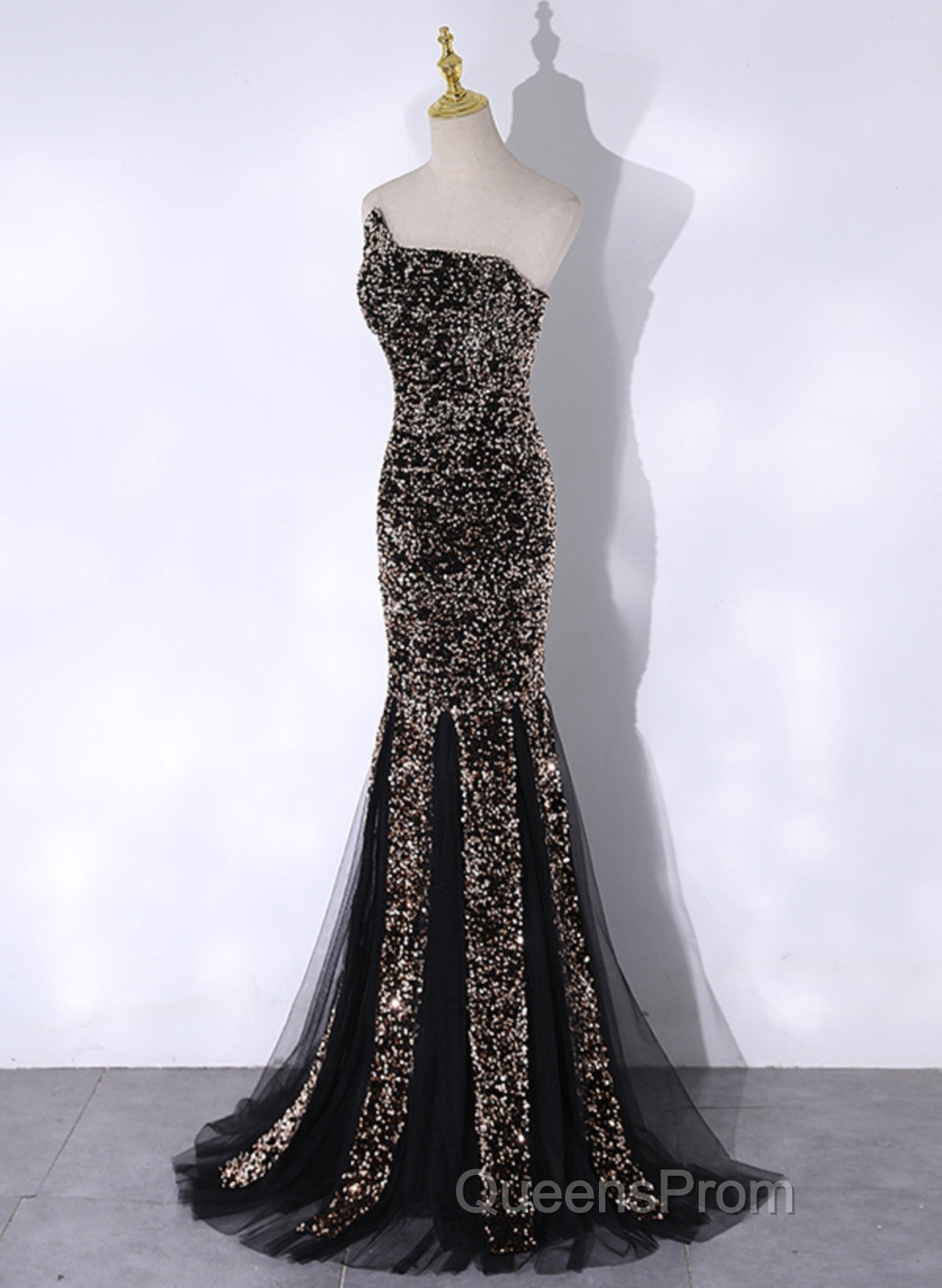 Black Mermaid Sequins Long Evening Prom Dress, Black Evening Dress Party Dress Secondary image