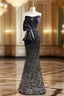 Black Mermaid Sequins Strapless Evening Prom Dress