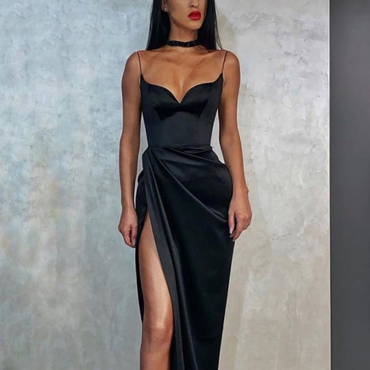 Black Mermaid Spaghetti Straps Cheap Long Classy Evening Classy Prom Dress