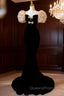 Black Mermaid Velvet Long Sleeve Evening Prom Dress