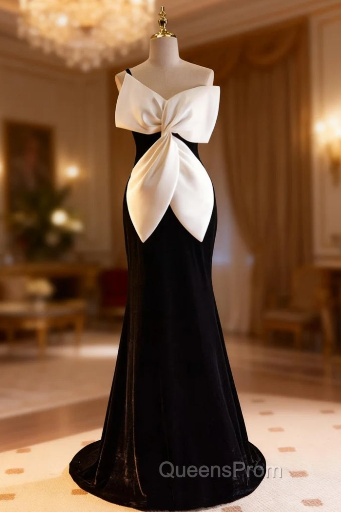 Black Mermaid Velvet One Straps Evening Prom Dress