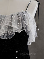 Black Mermaid Velvet Short Evening Prom Dress, Black Short Evening Dress