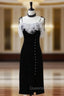Black Mermaid Velvet Short Evening Prom Dress, Black Short Evening Dress