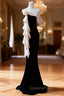 Black Mermaid Velvet Strapless Evening Prom Dress