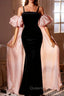 Black Mermaid Velvet Straps Evening Prom Dress