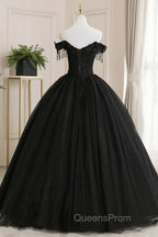 Black Off Shoulder Sweet 16 Evening Dress with Lace Black Evening Dress Evening Prom Dress shops