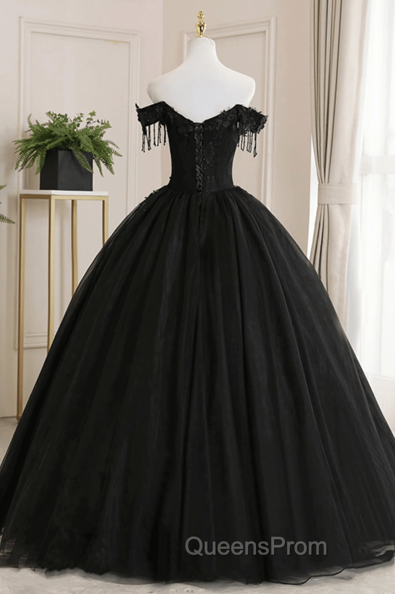 Black Off Shoulder Sweet 16 Evening Dress with Lace Black Evening Dress Evening Prom Dress shops