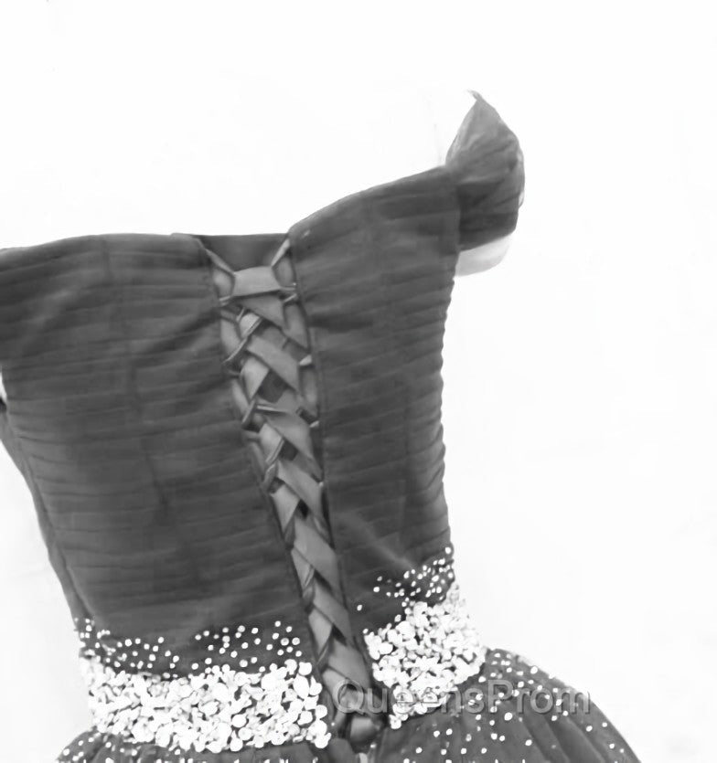 Black Off Shoulder Tulle Lace Beaded A-line Evening Prom Dress, Black Junior Party Dress