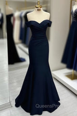 Black Off-the-shoulder Sweetheart Sleeveless Long Mermaid Evening Prom Dress