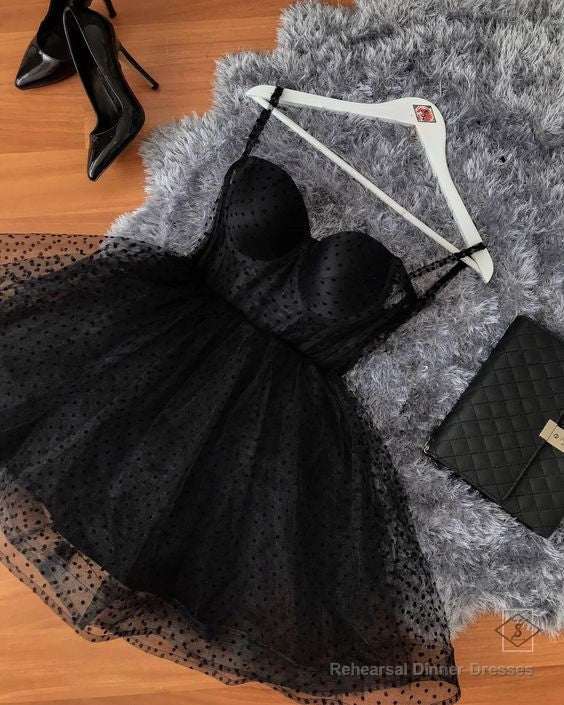 Black Polka Dot Tulle Strapless Corset Short Cocktail Dress Main image