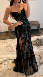Black Classy Prom Dress, Sweetheart Lace Mermaid Classy Prom Dress