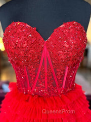 Black Red Purple Lace Evening Prom Dress, Black Red Purple Lace Evening Dress