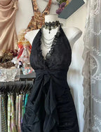 Black/Red Sweet Vintage Fashion Backless Long A-Line Chiffon Tulle Ball Gown Classy Evening Dress Birthday Dress
