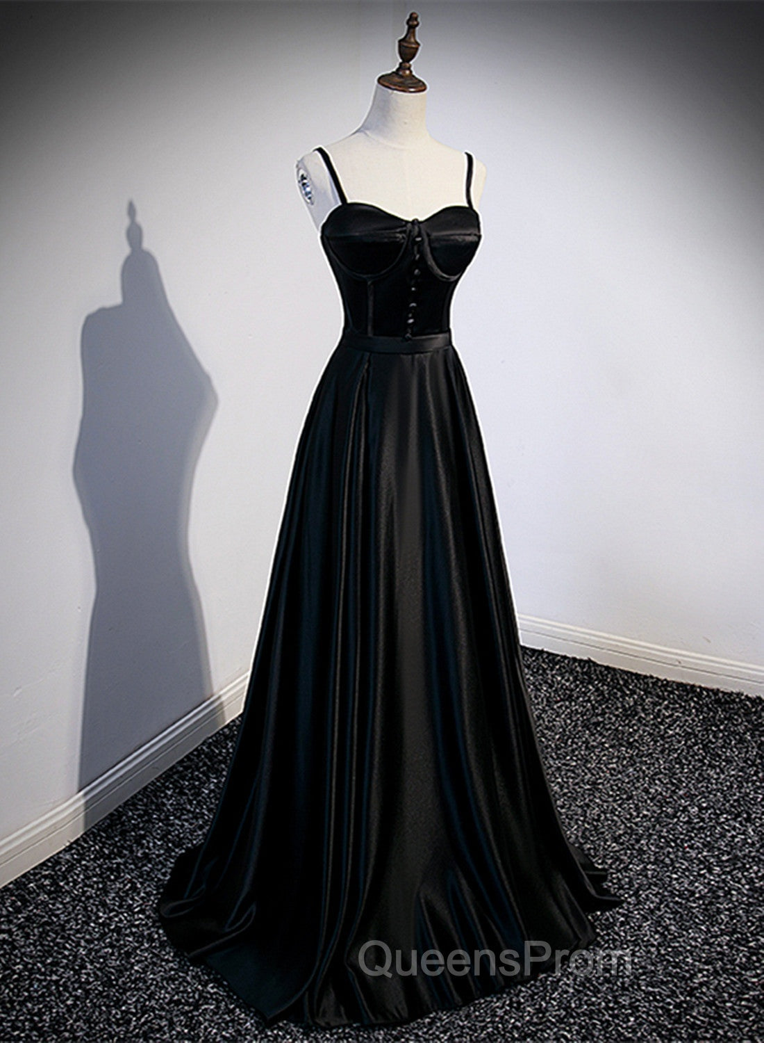Black Satin Long Party Dress Black Simple Junior Evening Prom Dress Evening Prom Dress shops