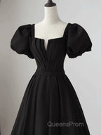 Black Satin Long Party Dress Evening Prom Dress A-line Black Evening Dress Evening Prom Dress shops