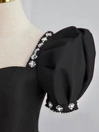 Black Satin Long Classy Prom Dress, Black Prom Dress