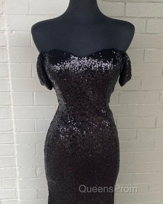 Black Sequin Off Shoulder Mermaid Dress Secondary image