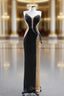 Black Sheath Strapless Beading Evening Prom Dress