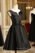 Black Short V-neckline Knee Length Party Dress, Black Homecoming Dress Evening Prom Dress