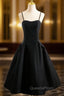 Black Spaghetti Strap Satin Evening Prom Dress
