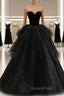 Black Strapless Layered Velvet Tulle Long Evening Prom Dress Evening Dress