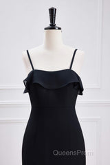 Black Straps Ruffle Multi-Layer Chiffon Maxi Dress