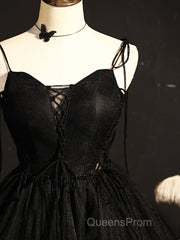 Black Straps Tulle Short Homecoming Dress Evening Prom Dress, Little Black Party Dress