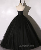 Black Sweetheart Neck Tulle Long Evening Prom Dress Black Evening Dress