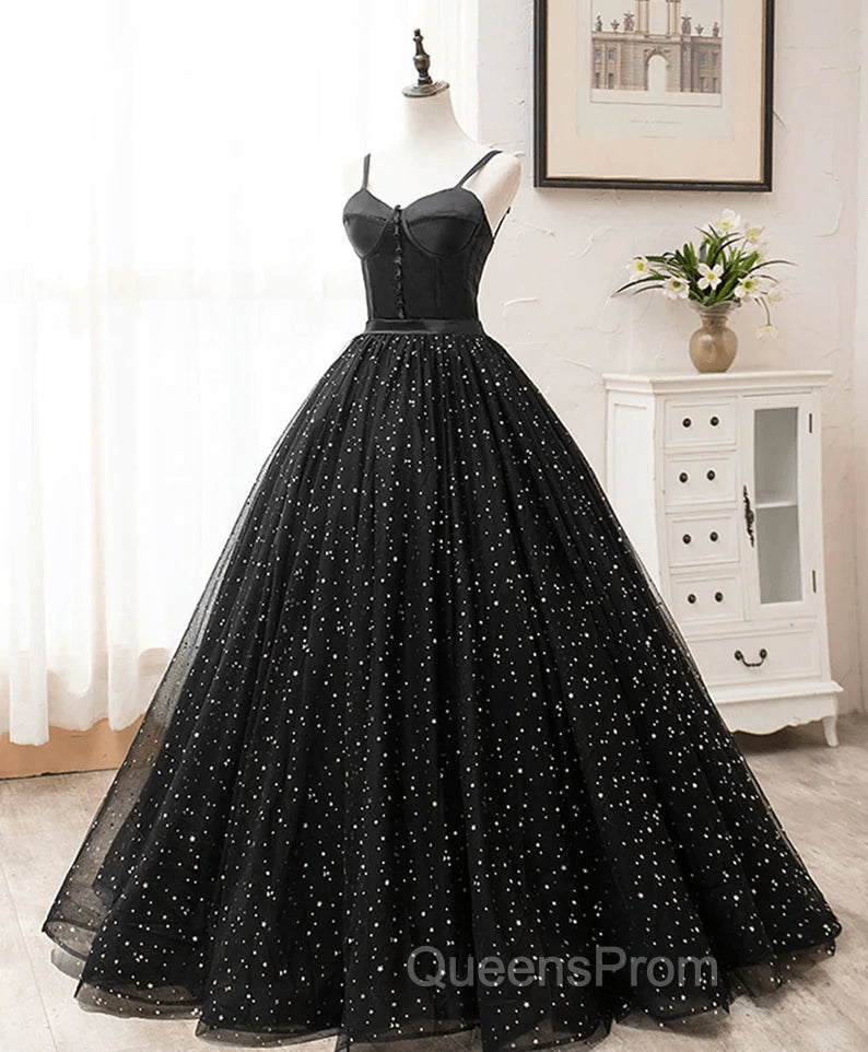 Black Sweetheart Straps Tulle Long Evening Gown Sleeveless Floor-Length Evening Prom Dress Evening Prom Dress shops