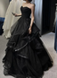 Black Sweetheart Tulle Long Classy Evening Gown, Black Party Dress Classy Prom Dress