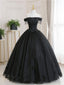 Black Tulle Lace Long Classy Prom Dress, Black Tulle Lace Prom Dress