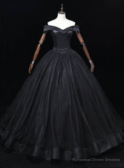 Black Tulle Off the Shoulder Beading Quinceanera Dress