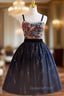 Black Tulle Sequins Print Homecoming Dress