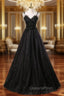 Black Tulle Sequins Straps Beading Evening Prom Dress