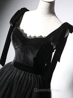 Black Tulle Short Evening Prom Dress, Black Tulle Evening Dress
