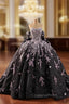 Black Tulle Strapless Sequins Evening Prom Dress