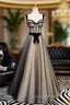Black Tulle Straps Embroidery Sequins Evening Prom Dress