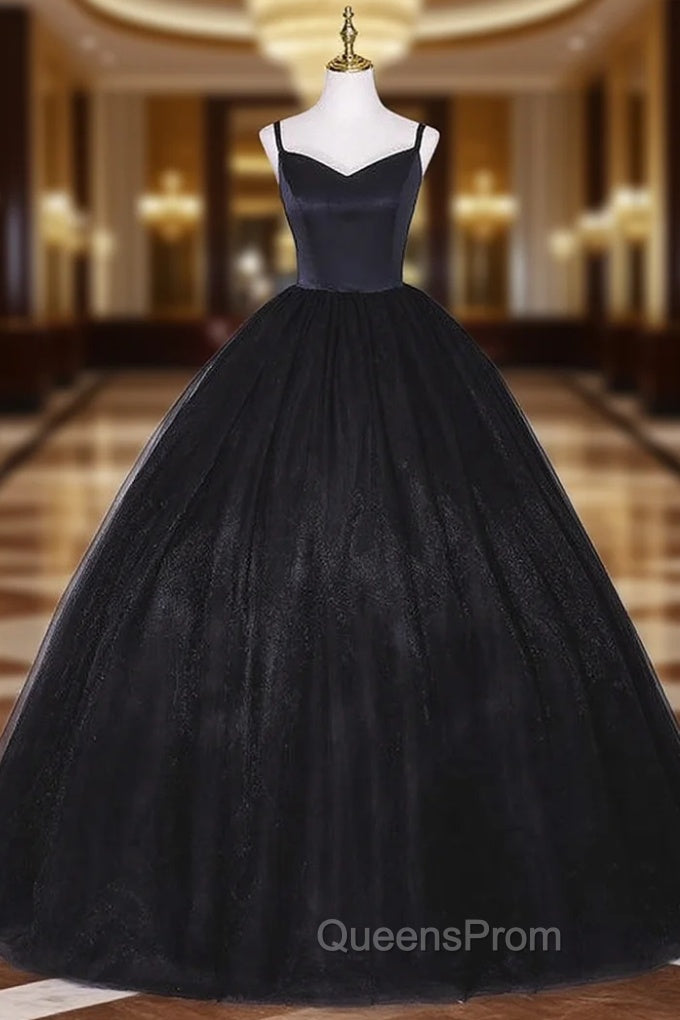 Black Tulle Straps Quinceanera Dress