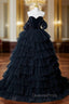 Black Tulle Tiers Sweetheart Evening Prom Dress