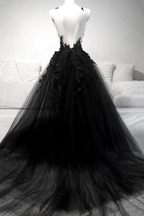 Black V Neck Lace Long Classy Prom Dress A Line Classy Evening Dress