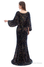 V-Neck Sequins Mermaid Prom Dresses with Sleeves