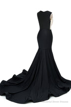 Royal Blue V-Neck Sheer Corset Prom Dresses Beaded Mermaid Long Train Evening Gowns